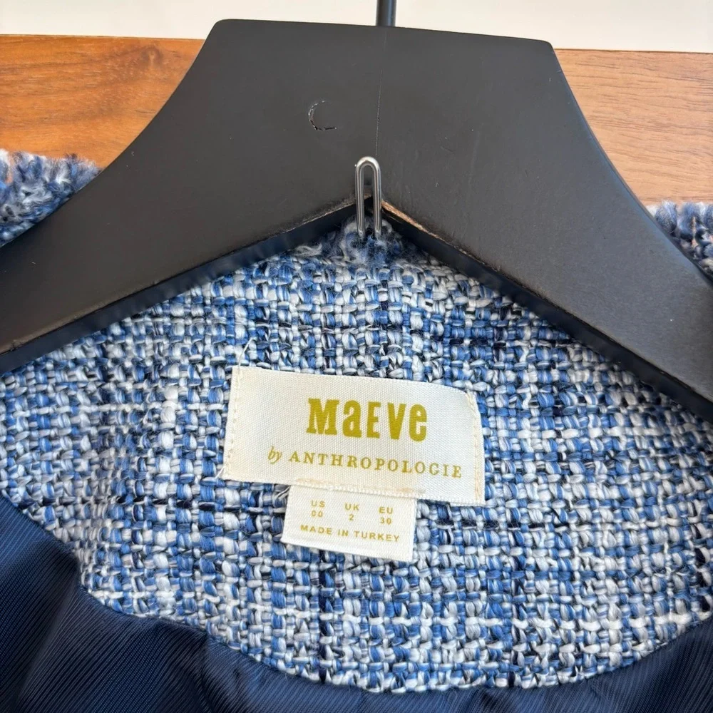Maeve by Anthropologie Jacket Blazer Tweed Double Breasted, Size 00 - Picture 11 of 16
